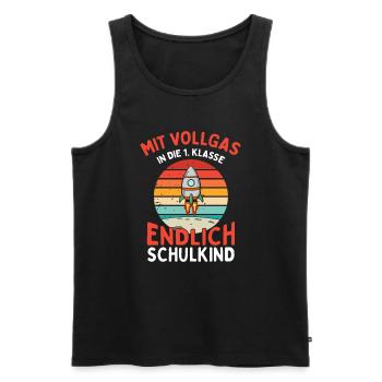 Mit Vollgas in die 1. Klasse - Männer Premium Bio Tank Top - Schwarz - Vorne - Michal (187cm)