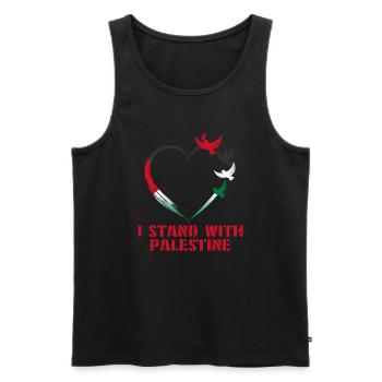 I Stand With Palestine Frieden Freiheit Palästina - Männer Premium Bio Tank Top - Schwarz - Vorne - Michal (187cm)