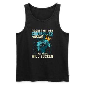 Reichet mir den Controller König Konsole Gamer - Männer Premium Bio Tank Top - Schwarz - Vorne - Michal (187cm)