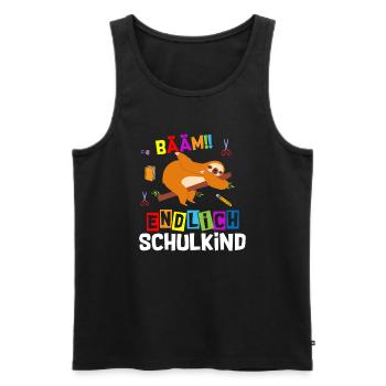 Bääm Finally Schoolchild Sloth School Enrollment - Men's Premium Organic Tank Top - black - Front - Michal (187cm)