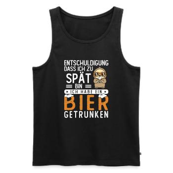 Entschuldigung dass ich zu spät bin Bier getrunken - Männer Premium Bio Tank Top - Schwarz - Vorne - Michal (187cm)