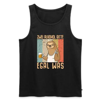Zwei Alkohol bitte egal was - Männer Premium Bio Tank Top - Schwarz - Vorne - Michal (187cm)