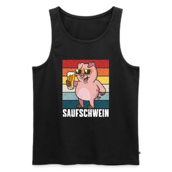 Biertrinker Schwein Saufschwein Bier Party - Männer Premium Bio Tank Top - Schwarz - Vorne - Michal (187cm)