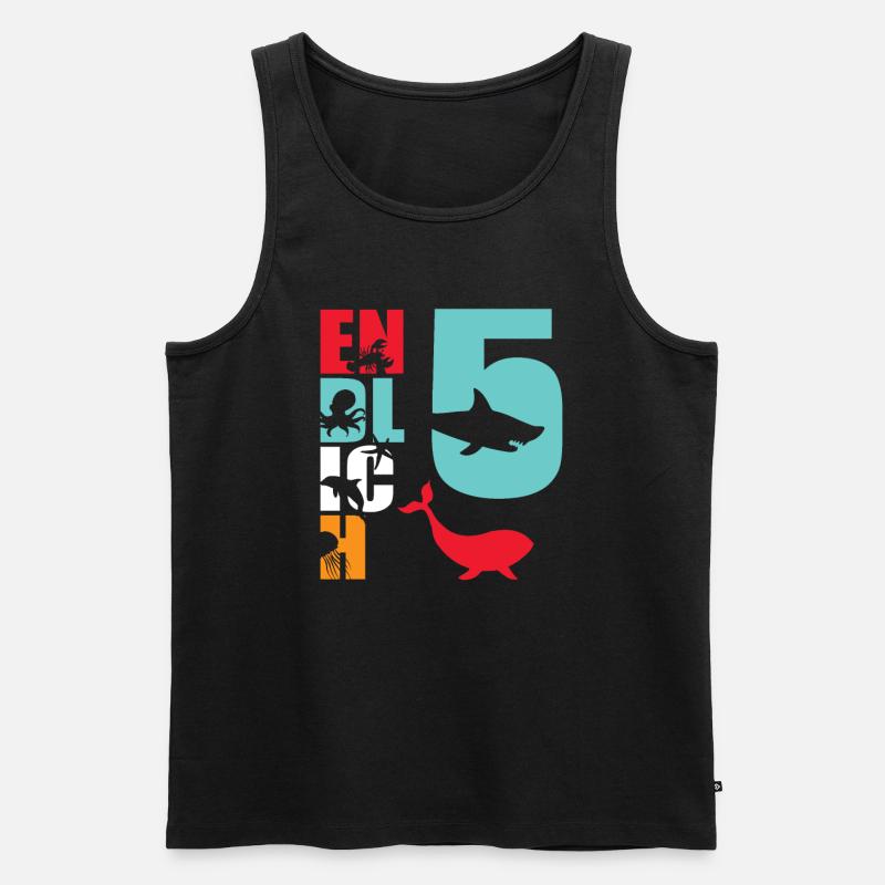 Endlich 5 Hai Fisch - Männer Premium Bio Tank Top - Schwarz