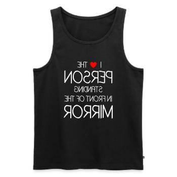 I Love The Person Standing In Front Of The Mirror - Männer Premium Bio Tank Top - Schwarz - Vorne - AI Model Male 178 light (178cm)