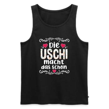 Die Uschi Macht Das Schon - Männer Premium Bio Tank Top - Schwarz - Vorne - AI Model Male 178 light (178cm)