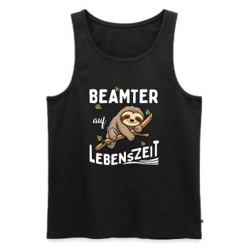 Sloth Civil Servant for Life - Men's Premium Organic Tank Top - black - Front - AI Model Male 178 light (178cm)