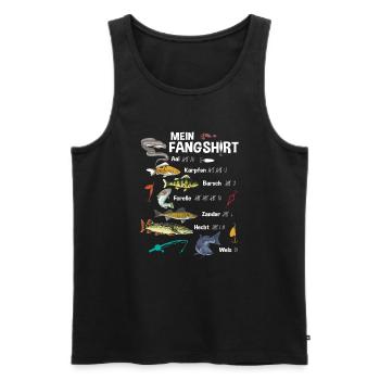 My Fang Shirt Drôle Liste de pointage Pêcheur - Débardeur bio Premium Homme - noir - Devant - AI Model Male 178 light (178cm)