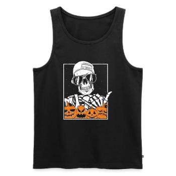 Skeleton Rock Hand Halloween - Männer Premium Bio Tank Top - Schwarz - Vorne - Michal (187cm)