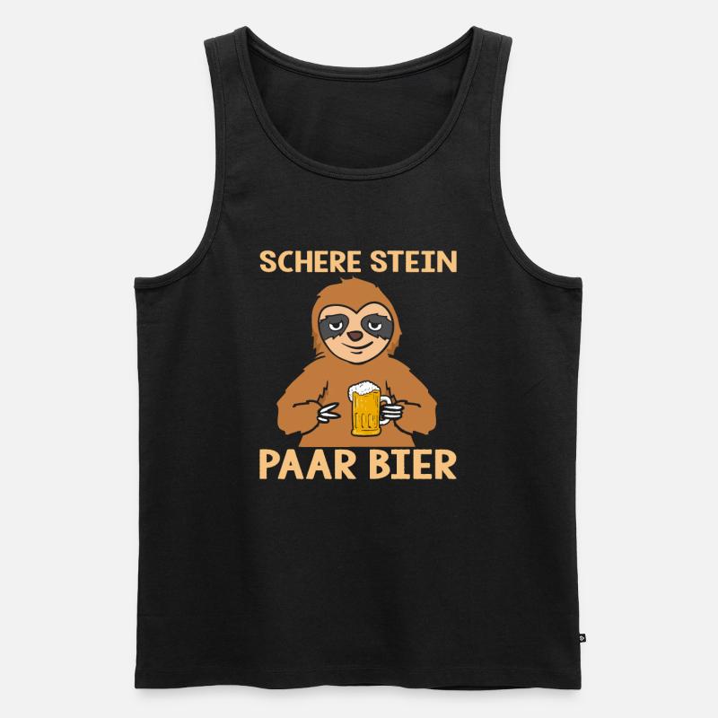Bier Faultier - Männer Premium Bio Tank Top - Schwarz