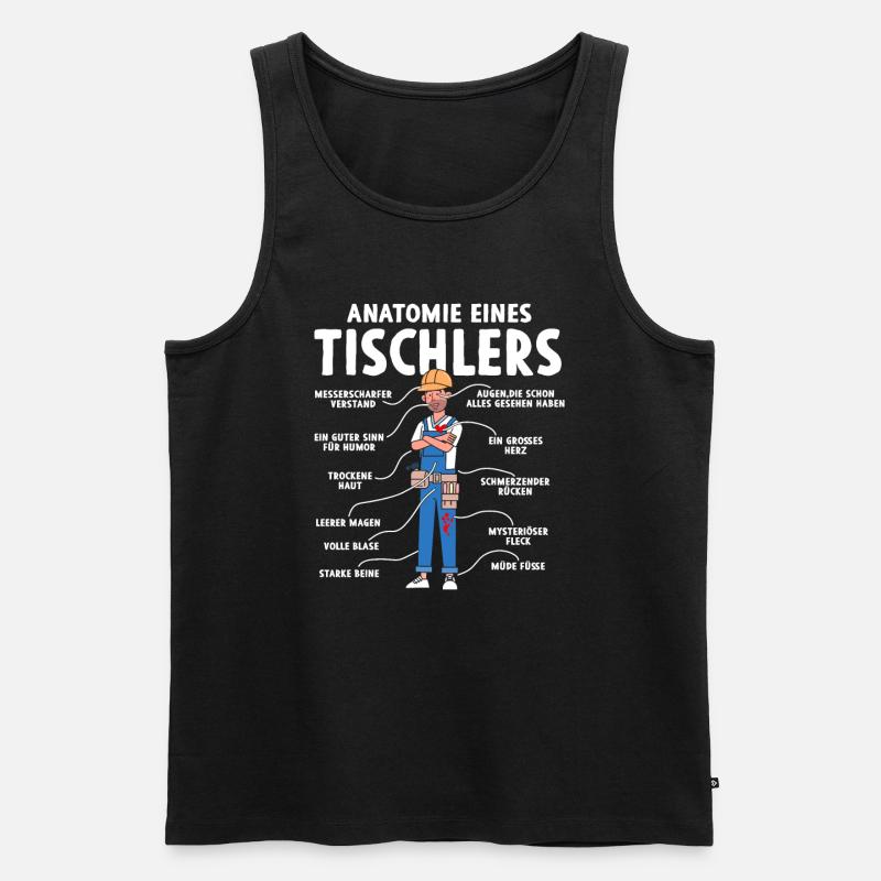 Anatomie eines Tischlers - Männer Premium Bio Tank Top - Schwarz