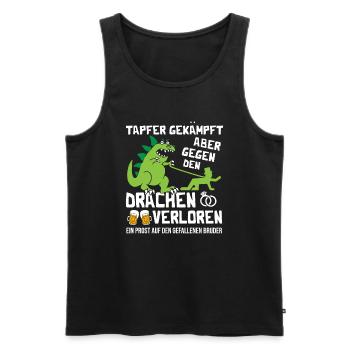 Tapfer gekämpft aber gegen den Drachen verloren - Männer Premium Bio Tank Top - Schwarz - Vorne - Michal (187cm)