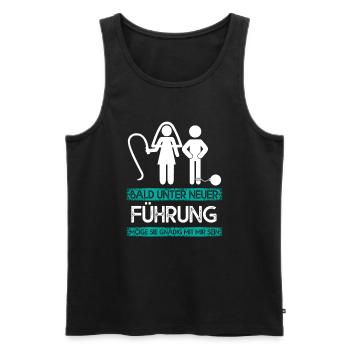 Soon under new management - Men's Premium Organic Tank Top - black - Front - Michal (187cm)