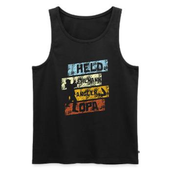 Héros mari pêcheur grand-père pêcheur cadeau de fête des pères - Débardeur bio Premium Homme - noir - Devant - Michal (187cm)