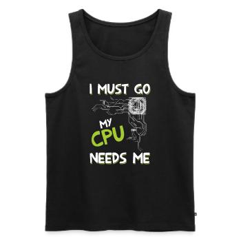 I Must Go My Cpu Needs Me - Männer Premium Bio Tank Top - Schwarz - Vorne - AI Model Male 178 light (178cm)