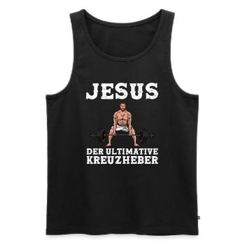 Jesus der ultimative Kreuzheber - Männer Premium Bio Tank Top - Schwarz - Vorne - Michal (187cm)