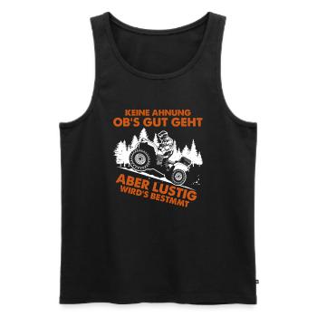 I have no idea if it's going well, but it's definitely going to be quad - Men's Premium Organic Tank Top - black - Front - AI Model Male 178 light (178cm)