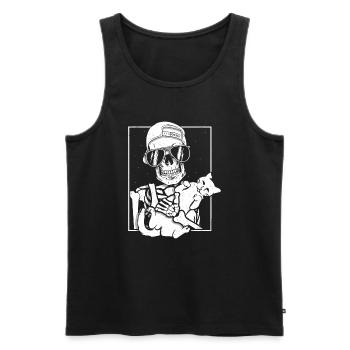 Skeleton Holding Cat - Men's Premium Organic Tank Top - black - Front - AI Model Male 178 light (178cm)