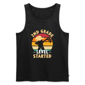 2nd class - Men's Premium Organic Tank Top - black - Front - AI Model Male 178 light (178cm)