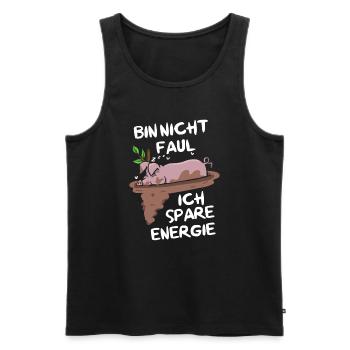 Bin Nicht Faul Ich Spare Energie Hängebauchschwein - Männer Premium Bio Tank Top - Schwarz - Vorne - Michal (187cm)