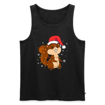 Noël écureuil - Débardeur bio Premium Homme - noir - Devant - Michal (187cm)