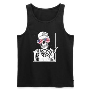 Skeleton US Flag Rock Hand Halloween Rock Music - Men's Premium Organic Tank Top - black - Front - AI Model Male 178 light (178cm)