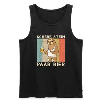 Ciseaux Pierre Couple Bière Bière Paresseux - Débardeur bio Premium Homme - noir - Devant - Michal (187cm)
