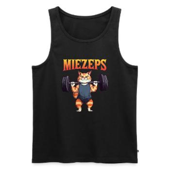 Kitty Cat Musculation Entraînement Muscle Chats - Débardeur bio Premium Homme - noir - Devant - AI Model Male 178 light (178cm)
