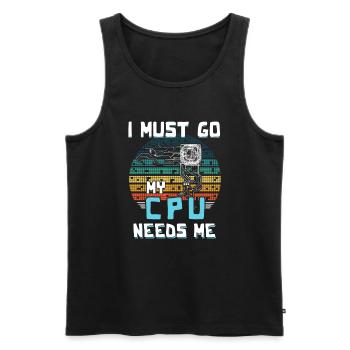 I Must Go My Cpu Needs Me - Männer Premium Bio Tank Top - Schwarz - Vorne - AI Model Male 178 light (178cm)