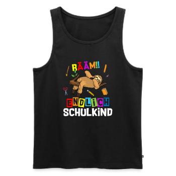 Bääm Finally Schoolchild Sloth School - Men's Premium Organic Tank Top - black - Front - Michal (187cm)