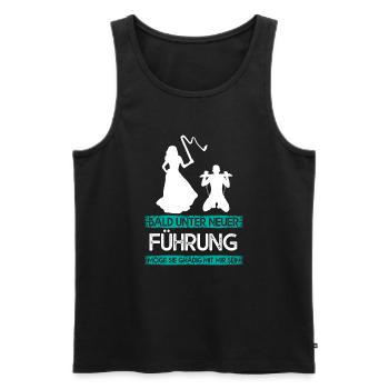 Soon under new management - Men's Premium Organic Tank Top - black - Front - Michal (187cm)