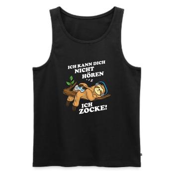 I can't hear you, I'm playing sloth - Men's Premium Organic Tank Top - black - Front - Michal (187cm)