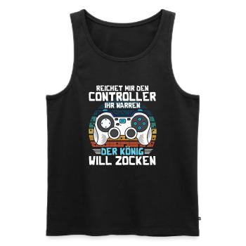 Reichet mir den Controller König Will Zocken - Männer Premium Bio Tank Top - Schwarz - Vorne - Michal (187cm)