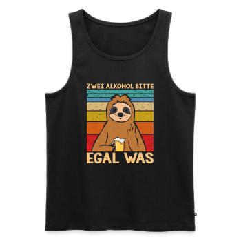 Zwei Alkohol bitte egal was - Männer Premium Bio Tank Top - Schwarz - Vorne - Michal (187cm)