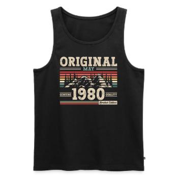 Original mai 1980 Vintage 1980 anniversaire 1980 - Débardeur bio Premium Homme - noir - Devant - Michal (187cm)