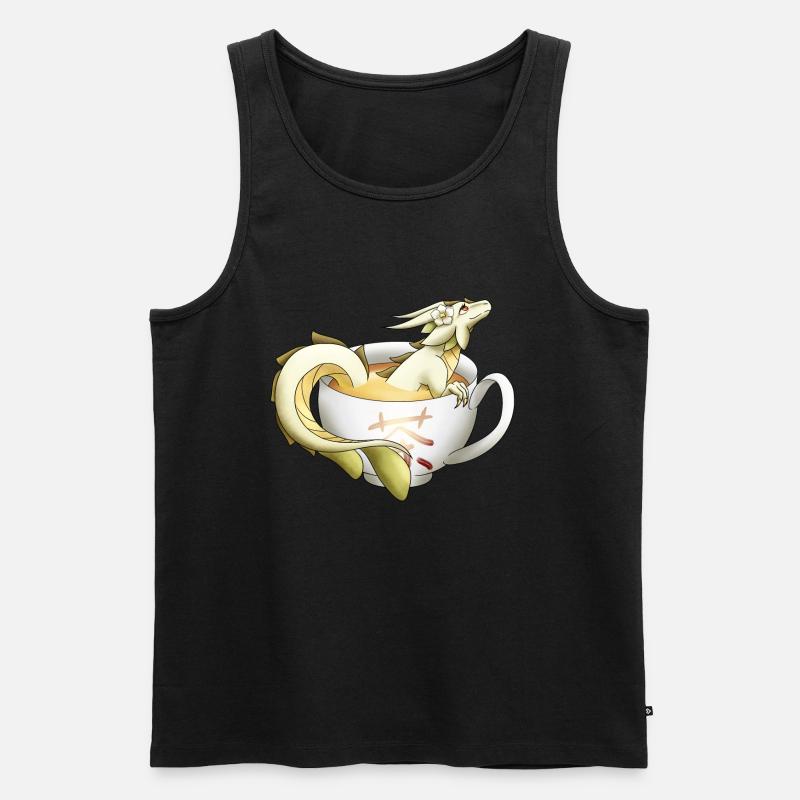 Weißer Tee Drache - Männer Premium Bio Tank Top - Schwarz