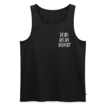 READ. RELAX. REPEAT. white - Männer Premium Bio Tank Top - Schwarz - Vorne - Michal (187cm)