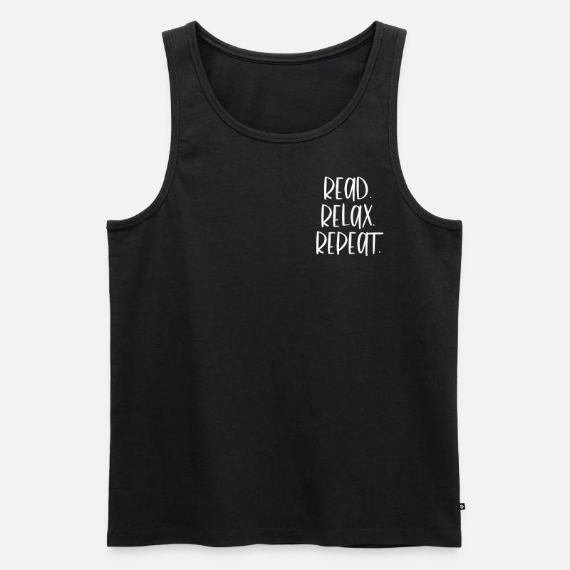 READ. RELAX. REPEAT. white - Männer Premium Bio Tank Top - Schwarz