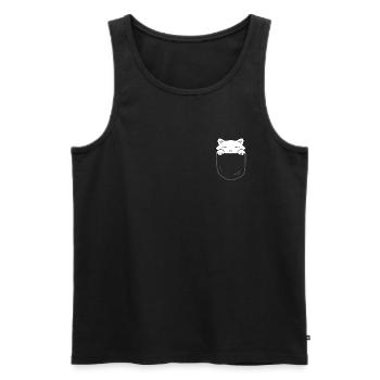 Chat mignon assis dans une poche - Débardeur bio Premium Homme - noir - Devant - Michal (187cm)