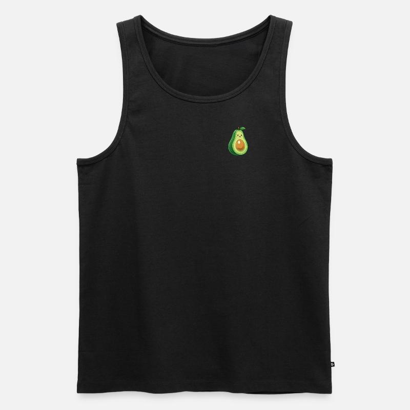 Avocado mit Gesicht - Männer Premium Bio Tank Top - Schwarz