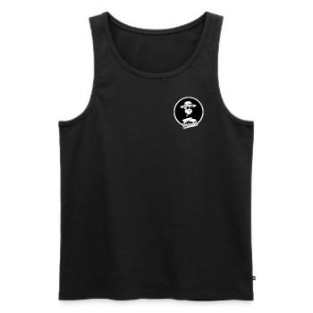 Shirtonkel Hipster Logo Brand - Männer Premium Bio Tank Top - Schwarz - Vorne - Michal (187cm)