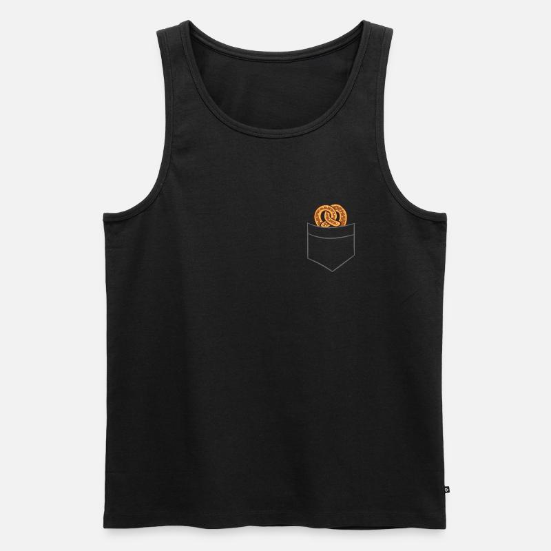 Brezel - In Brusttasche / Hemdtasche - Männer Premium Bio Tank Top - Schwarz