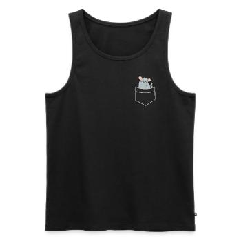 Chinchilla - Dans la poche poitrine / poche chemise - Débardeur bio Premium Homme - noir - Devant - AI Model Male 178 light (178cm)