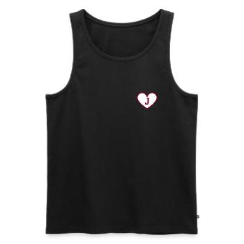 Buchstabe j Herz Sport Trend Burgund - Geschenkidee - Männer Premium Bio Tank Top - Schwarz - Vorne - Michal (187cm)