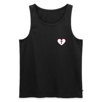Buchstabe t Herz Sport Trend Burgund - Geschenkidee - Männer Premium Bio Tank Top - Schwarz - Vorne - Michal (187cm)