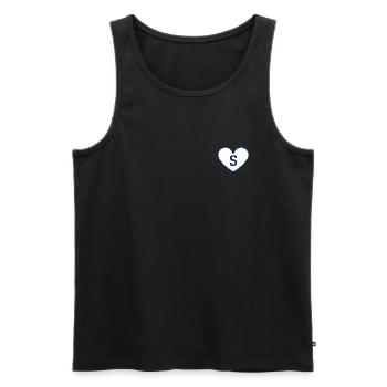 Buchstabe s Herz Sport Trend Blau - Geschenkidee - Männer Premium Bio Tank Top - Schwarz - Vorne - Michal (187cm)