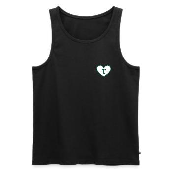 Lettre t cœur sport tendance vert - idée cadeau - Débardeur bio Premium Homme - noir - Devant - Michal (187cm)