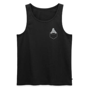 Hippopotame - Dans la poche poitrine / poche chemise - Débardeur bio Premium Homme - noir - Devant - AI Model Male 178 light (178cm)