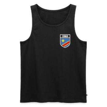 Kongo - Nationalfahne im Wappen - Männer Premium Bio Tank Top - Schwarz - Vorne - AI Model Male 178 light (178cm)