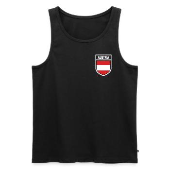 Österreich - Nationalfahne im Wappen - Männer Premium Bio Tank Top - Schwarz - Vorne - Michal (187cm)